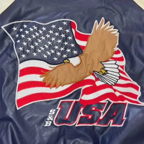 Steve & Barry’s USA Eagle Varsity Jacket Bomber Wool Leather Mens XL Y2K Vintage - Picture 13 of 13